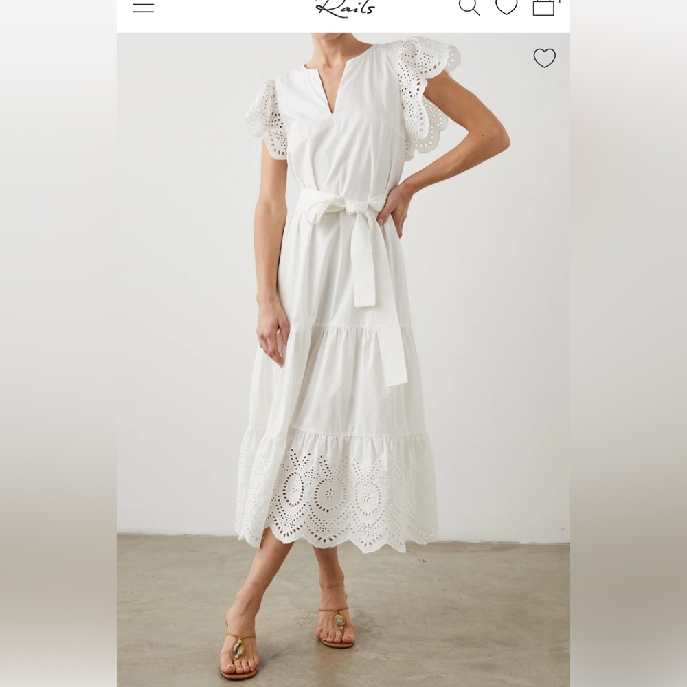 Rails- Gia White Eyelet Midi Dress